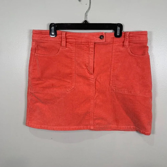 Boden Corduroy Skirt Size 12P A-line Coral Pink Pockets Cotton Mix Stretch - Picture 1 of 10